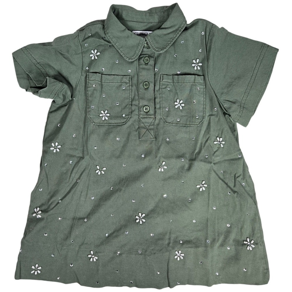 J. Crew‎ Crewcuts Girls' flower-embellished shirtdress in twill Midnight Moss 4